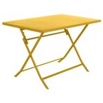 Table de jardin pliante rectangulaire greensboro jaune moutarde 4 places en acier trait poxy - hespride ...
