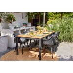 Table de jardin primavera - aluminium et eucalyptus - l 160 x p 90 x h 74 cm - gris - hartman