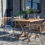 Table de jardin rectangulaire 120x80x75 cm en teck naturel