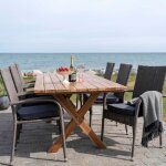 Table de jardin rectangulaire 200x90x75 cm en teck naturel