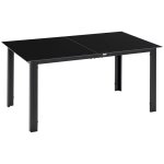 Table de jardin rectangulaire en aluminium et plateau en verre tremp� - 6 personnes 150 x 90 x 74 cm ...