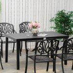 Table de jardin - table de repas ext�rieure - plateau imitation bois - cadre aluminium - pieds r�glables ...