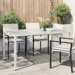 Table de jardin en r�sine tress�e - vidaxl - 150x90x75 cm - blanc - verre tremp� - r�sine tress�e