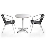 Table de jardin ronde en aluminium et 2 fauteuils - oviala