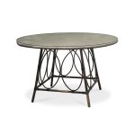 Table ronde de jardin ushuaia (diam. 125 cm) en aluminium marron et textilne - lin