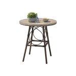 Table de jardin ronde en aluminium marron - dcb garden - ushuaia - rond - 70 cm - marron