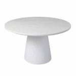 Table de jardin ronde effet b�ton lisse 4 places 130x76 cm blanc - oviala