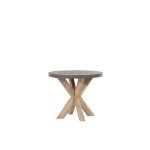 Table de jardin ronde en fibre - ciment gris et bois � 90 cm olbia