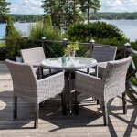 Table de jardin ronde volta 90cm gris Table de jardin ronde volta 90cm gris