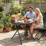 Table de jardin rondetable pliante ?80 x 74 cmtable de camping portable en mat�riau hdper�sistante aux ...