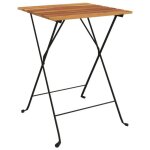 Table de jardin vendue seule - bao table de bistro pliante 55x54x71cm bois de teck solide et acier - ...