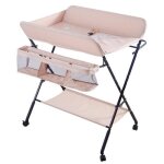 Table  langer bb pliant superpromo avec rangements - table de soins bb - rose clair - 80 x 66 x ...