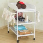 Table � langer pour b�b� - youluoli - blanc - portable avec rouleau et ceinture de s�curit�