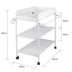 Table � langer - bois massif - charge maximale 130 kg - 4 roues silencieuses avec freins