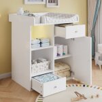 Table � langer avec �clairage led orientable commode � langer 2 tiroirs rangements coin change avec s�parateur ...