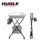 Table � langer gris pliable et portable r�glable en hauteur avec roulettes silencieuses verrouillables ...