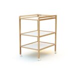 Table � langer h�tre verni - deux �tag�res - formula baby - classique - intemporel - marron