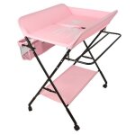 Table  langer pliable pour bb - yyixing - hauteur rglable - 4 roulettes - 3 compartiments - rose