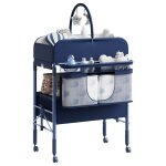 Table � langer pliante pour b�b� n - 226 ? avec rangement et baignoire acier + tissu bleu ? meuble de ...