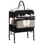 Table � langer pliante pour b�b� n - 226 ? avec rangement et baignoire acier + tissu noir ? meuble de ...