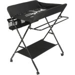 Table � langer pliante wiss - noir - pratique - avec �tag�res et panier de rangement
