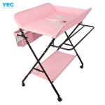 Table à langer pliante yec - rose - avec baignoire - portable et compacte Table à langer pliante yec - rose - avec baignoire - portable et compacte