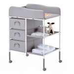 Table � langer portable - vevor - 3 tiroirs en tissu - roulettes verrouillables - avec rangement - hauteur ...