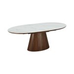 Table lumea extensible 160?200 cm ? table contemporaine en c�ramique effet marbre blanc et noyer