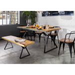 Table à manger 180x90cm - fer et bois massif recyclé laqué (multicolore) - industrial #13 Table à manger 180x90cm - fer et bois massif recyclé laqué (multicolore) - industrial #13