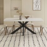 Table � manger 180x90x76 cm en pierre blanche