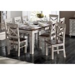 Table  manger 190x90cm - bois massif de manguier cir (blanc antique) - style campagne chic - castle ...