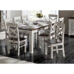 Table  manger 210x100cm - bois massif de manguier cir (blanc antique) - style campagne chic - castle ...