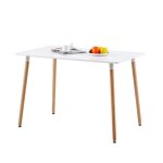 Table à manger de 4 à 6 personnes style morden - placage mat blanc - pieds en bois - 110 x 70 x 73cm Table à manger de 4 à 6 personnes style morden - placage mat blanc - pieds en bois - 110 x 70 x 73cm