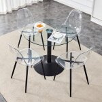 Table � manger avec 4 chaises en plastique transparent ensemble table et chaises salle a manger en verre ...