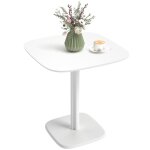 Table � manger pour 4 personne - homcom - style moderne - plateau aspect bois - 70 x 70 cm - blanc