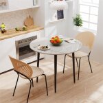 Table  manger 4 personnes ronde 80x80cm grande table de cuisine aspect marbre