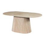 Table � manger 8 personnes en marbre artificiel - effet travertin beige - tifuli