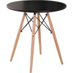 Table  manger - ayun pa - scandinave noir ronde - pieds en htre - 80x80cm