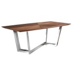 Table à manger bois noyer et acier chromé pialo 220 cm Table à manger bois noyer et acier chromé pialo 220 cm