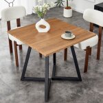 Table � manger carr�e - 80x80x75 cm - 4 personnes - style moderne - bois et m�tal - noir et marron