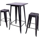 Table  manger carre design industriel - noir - 60 x 60 x 103 cm - meuble de cuisine - salle  manger ...