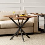 Table � manger carr�e de style industriel bellemave - pieds en x - brun rustique - pour cuisine et salon ...