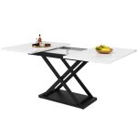 Table � manger - cdisplay - table � rallonges - 120 - 160 x 80 x 75 cm - noir et blanc