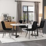 Table � manger contemporaine avec plateau aspect marbre et pieds noirs 117 x 68 x 75 cm ? blanc / noir ...