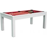 Table à manger convertible en billard 6ft - meyer - blanc - tapis rouge Table à manger convertible en billard 6ft - meyer - blanc - tapis rouge