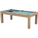 Table  manger convertible en billard 6ft - meyer - htre - tapis bleu ciel