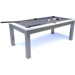 Table � manger convertible en billard 7ft - meyer - gris et blanc - tapis gris
