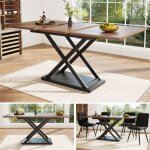 Table � manger escamotable 120 (160) * 80 * 75 cm pieds de table crois�s en fer forg� noir peut accueillir ...