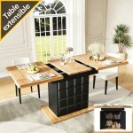 Table � manger extensible 110 - 140cm - table de cuisine / salon avec rangement int�gr� pour 4 � 6 personnes ...