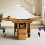 Table � manger extensible 118 - 158 * 118 * 77cm table de cuisine noyer peut accueillir jusqu� 6 personnes ...